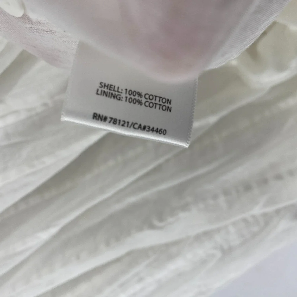 EILEEN FISHER Skirt L Double Layer Organic Cotton Voile A-Line Midi White_8